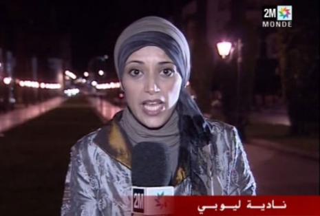 المراسلة نادية ليوبي خلال تغطيتها للإنتخابات 
