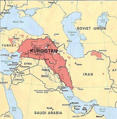 خريطة كردستان بحسب تصور بعض الأحزاب الكردية 
