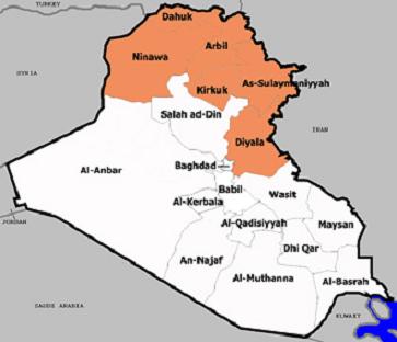 خريطة إقليم كردستان العراق