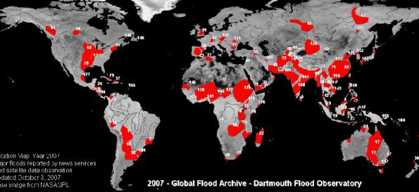 خارطة الفيضانات في العالم