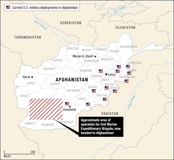 انتشار القوات الأمريكية في أفغانستان 2009