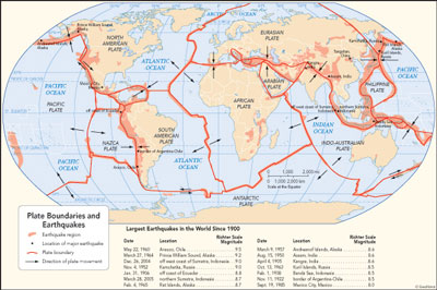 خطوط الزلازل الرئيسية في العالم