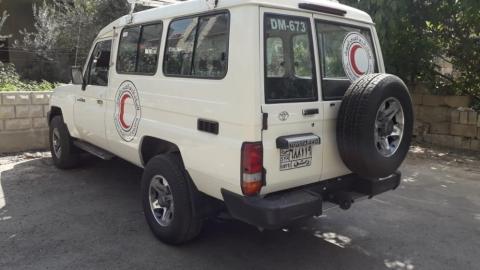 الاعتداء على بعثة منظمة الهلال الأحمر بالسويداء وسرقة سيارة تابعة لها