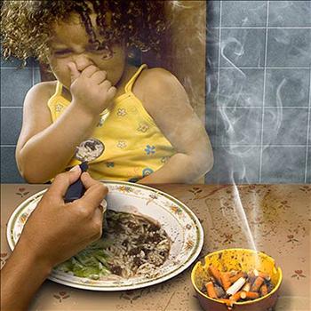 صورة سيتم طبعها على علب السجائر في البرازيل. وتعود الصورة إلى العام 2008، وقد وزعتها وزارة الصحة البرازيلية آنذاك، في حملة لمكافحة التدخين.