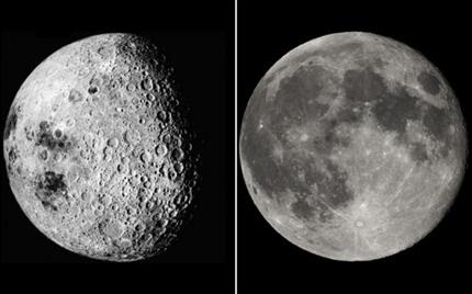 جانب القمر المواجه للأرض (إلى اليمين)، والجانب المقابل له. (عن الـ«دايلي تلغراف») 