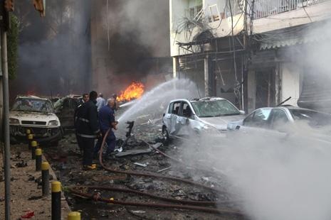 انفجار الأشرفية قرب ساحة ساسين اليوم (أ ف ب)