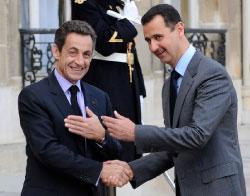الرئيس السوري بشار الأسد والفرنسي نيكولا ساركوزي