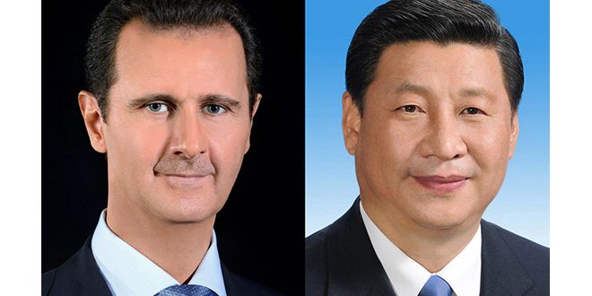 الرئيس الأسد يُبرق مهنئاً الرئيس شي جين بينغ على إعادة انتخابه أميناً عاماً للجنة المركزية للحزب الشيوعي الصيني