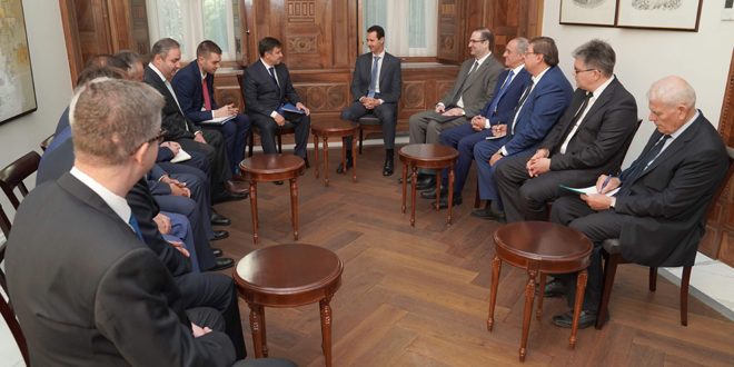 الرئيس بشار الأسد يستقبل وفداً روسياً يضم مسؤولين اقتصاديين