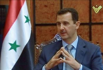 الأسد خلال مقابلته مع المنار أمس