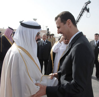 الرئيس الأسد والملك عبد الله في لقاء سابق