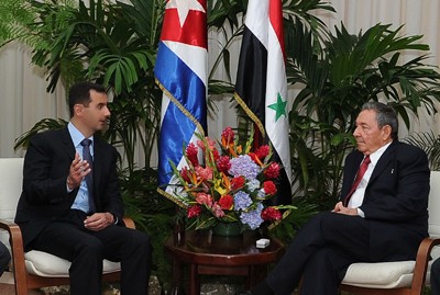 الرئيس بشار الأسد والرئيس راؤول كاسترو رئيس جمهورية كوبا